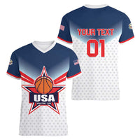 Custom USA Basketball Team Women V-Neck T-Shirt Shine Like Stars