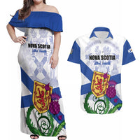 Personalized Canada Nova Scotia Province Couples Matching Off Shoulder Maxi Dress and Hawaiian Shirt One Defends and The Other Conquers