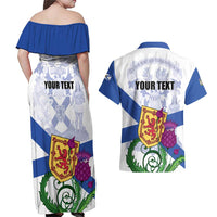 Personalized Canada Nova Scotia Province Couples Matching Off Shoulder Maxi Dress and Hawaiian Shirt One Defends and The Other Conquers