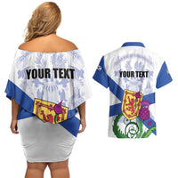 Personalized Canada Nova Scotia Province Couples Matching Off Shoulder Short Dress and Hawaiian Shirt One Defends and The Other Conquers