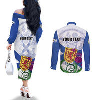 Personalized Canada Nova Scotia Province Couples Matching Off The Shoulder Long Sleeve Dress and Long Sleeve Button Shirt One Defends and The Other Conquers