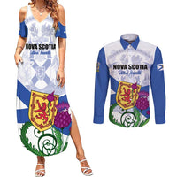 Personalized Canada Nova Scotia Province Couples Matching Summer Maxi Dress and Long Sleeve Button Shirt One Defends and The Other Conquers