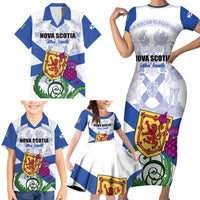 Personalized Canada Nova Scotia Province Family Matching Short Sleeve Bodycon Dress and Hawaiian Shirt One Defends and The Other Conquers