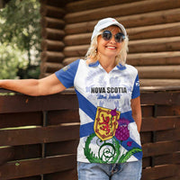 Personalized Canada Nova Scotia Province Women Polo Shirt One Defends and The Other Conquers