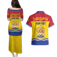 Personalized Canada New Brunswick Province Couples Matching Puletasi and Hawaiian Shirt Golden Lion Lymphad