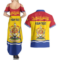 Personalized Canada New Brunswick Province Couples Matching Summer Maxi Dress and Hawaiian Shirt Golden Lion Lymphad