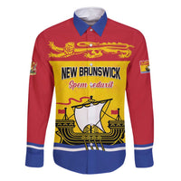 Personalized Canada New Brunswick Province Family Matching Long Sleeve Bodycon Dress and Hawaiian Shirt Golden Lion Lymphad