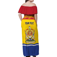 Personalized Canada New Brunswick Province Family Matching Off Shoulder Maxi Dress and Hawaiian Shirt Golden Lion Lymphad