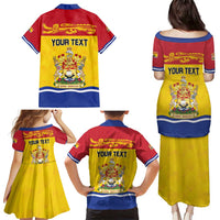 Personalized Canada New Brunswick Province Family Matching Puletasi and Hawaiian Shirt Golden Lion Lymphad