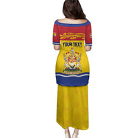 Personalized Canada New Brunswick Province Family Matching Puletasi and Hawaiian Shirt Golden Lion Lymphad