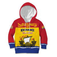 Personalized Canada New Brunswick Province Kid Hoodie Golden Lion Lymphad