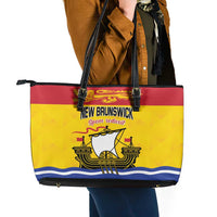 Canada New Brunswick Province Leather Tote Bag Golden Lion Lymphad