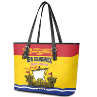 Canada New Brunswick Province Leather Tote Bag Golden Lion Lymphad