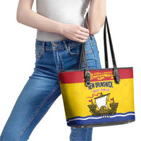 Canada New Brunswick Province Leather Tote Bag Golden Lion Lymphad