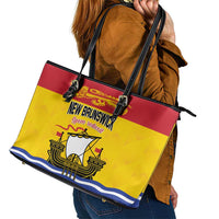 Canada New Brunswick Province Leather Tote Bag Golden Lion Lymphad