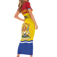 Personalized Canada New Brunswick Province Short Sleeve Bodycon Dress Golden Lion Lymphad