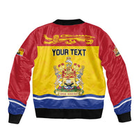 Personalized Canada New Brunswick Province Sleeve Zip Bomber Jacket Golden Lion Lymphad