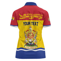Personalized Canada New Brunswick Province Women Polo Shirt Golden Lion Lymphad