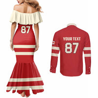 Custom Canada Hockey Couples Matching Mermaid Dress and Long Sleeve Button Shirt Canada Team Go Champions