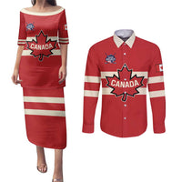 Custom Canada Hockey Couples Matching Puletasi and Long Sleeve Button Shirt Canada Team Go Champions