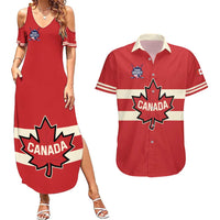 Custom Canada Hockey Couples Matching Summer Maxi Dress and Hawaiian Shirt Canada Team Go Champions