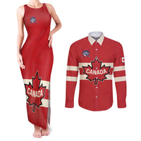 Custom Canada Hockey Couples Matching Tank Maxi Dress and Long Sleeve Button Shirt Canada Team Go Champions