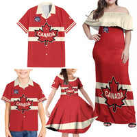 Custom Canada Hockey Family Matching Off Shoulder Maxi Dress and Hawaiian Shirt Canada Team Go Champions