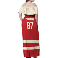 Custom Canada Hockey Family Matching Off Shoulder Maxi Dress and Hawaiian Shirt Canada Team Go Champions