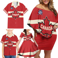 Custom Canada Hockey Family Matching Off Shoulder Short Dress and Hawaiian Shirt Canada Team Go Champions LT01