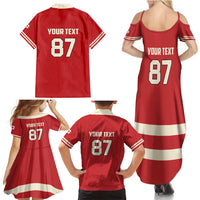 Custom Canada Hockey Family Matching Summer Maxi Dress and Hawaiian Shirt Canada Team Go Champions