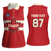 Custom Canada Hockey Women Sleeveless Polo Shirt Canada Team Go Champions