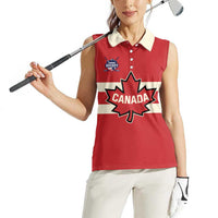 Custom Canada Hockey Women Sleeveless Polo Shirt Canada Team Go Champions
