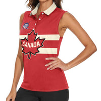 Custom Canada Hockey Women Sleeveless Polo Shirt Canada Team Go Champions