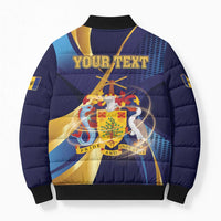 Personalized Barbados Gold Trident Bomber Puffer Jacket Luxury Style