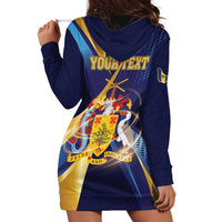 Personalized Barbados Gold Trident Hoodie Dress Luxury Style