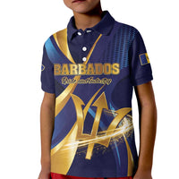 Personalized Barbados Gold Trident Kid Polo Shirt Luxury Style