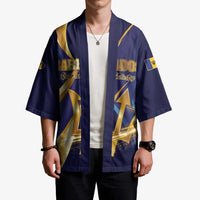 Personalized Barbados Gold Trident Kimono Luxury Style
