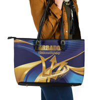 Barbados Gold Trident Leather Tote Bag Luxury Style