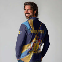 Personalized Barbados Gold Trident Long Sleeve Polo Shirt Luxury Style