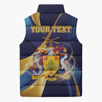 Personalized Barbados Gold Trident Sleeveless Puffer Jacket Luxury Style