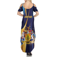 Personalized Barbados Gold Trident Summer Maxi Dress Luxury Style