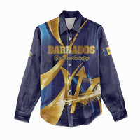 Personalized Barbados Gold Trident Women Casual Shirt Luxury Style