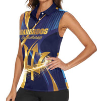 Personalized Barbados Gold Trident Women Sleeveless Polo Shirt Luxury Style