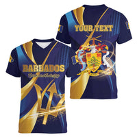 Personalized Barbados Gold Trident Women V-Neck T-Shirt Luxury Style