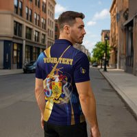 Personalized Barbados Gold Trident Zipper Polo Shirt Luxury Style