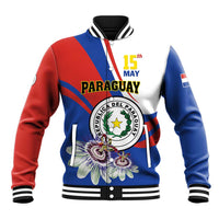 Personalized Paraguay Independence Day 2025 Baseball Jacket Passiflora Paz y justicia