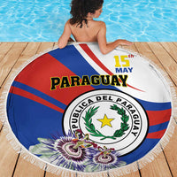 Paraguay Independence Day 2025 Beach Blanket Passiflora Paz y justicia