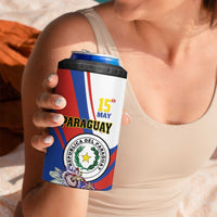 Personalized Paraguay Independence Day 2025 4 in 1 Can Cooler Tumbler Passiflora Paz y justicia