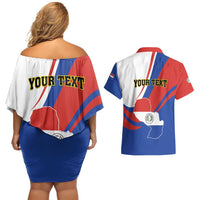 Personalized Paraguay Independence Day 2025 Couples Matching Off Shoulder Short Dress and Hawaiian Shirt Passiflora Paz y justicia
