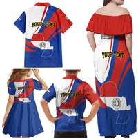 Personalized Paraguay Independence Day 2025 Family Matching Off Shoulder Maxi Dress and Hawaiian Shirt Passiflora Paz y justicia